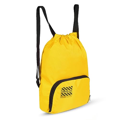 Image of DIVULGE Meteor Yellow 16 liters Polyester Drawstring bag, daypack Gym bag Rucksack Backpack With Zip Pocket