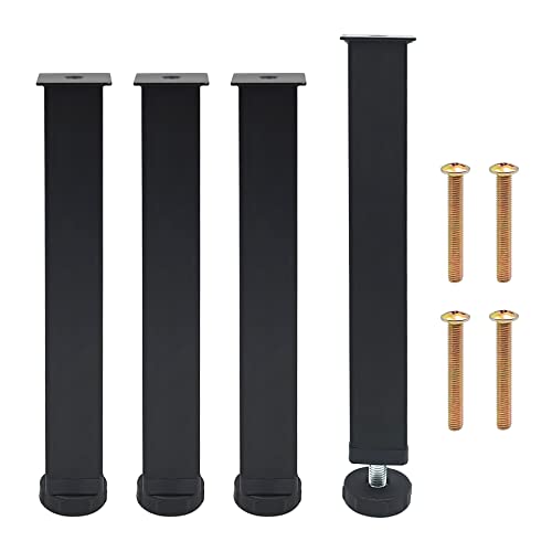 Brelet Set 4 Piedi Letto Universali per Rete a Doghe 25~27cm Regolabili, Piedini per Letto Quadrato Design Naturale, Piedini per Letto Contenitore, Gambe per Mobili in Acciaio Nero