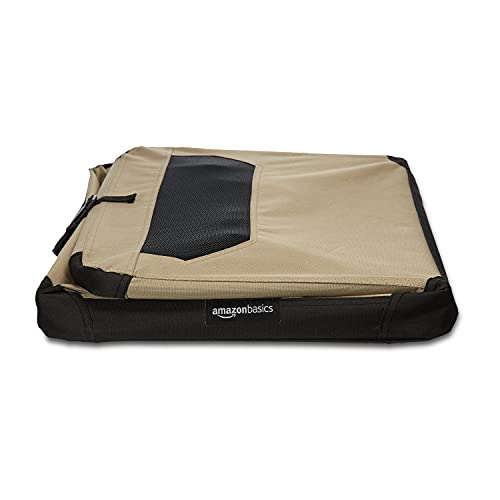 Amazon Basics 2-Door Collapsible Soft-Sided Folding Soft Dog Travel Crate Kennel, Small (18 X 18 X 26 Inches), Tan #TOP5