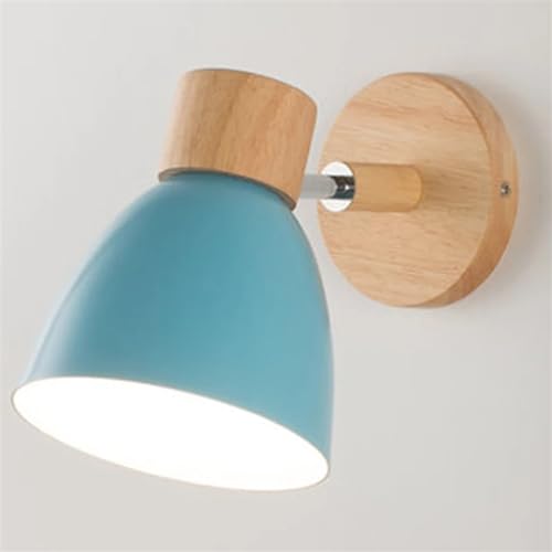 Applique murale tête de direction E27 en bois bleu ajustable avec interrupteur - 2