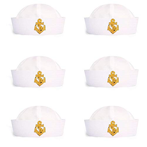 U&X 6 Piezas Sombreros de Vela Blancos Sombrero de Marinero Azul Marino...