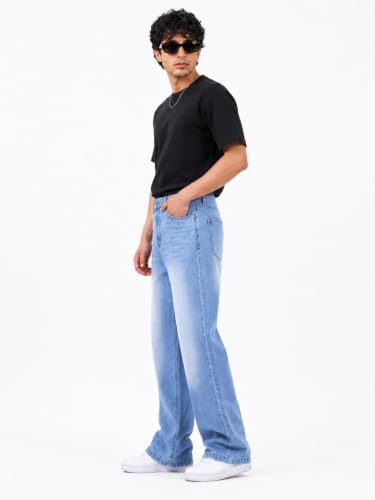 MQ Denim Men's Straight Fit Mid-Wash Jeans (Blue) Ice Blue - Image 4