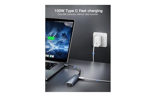 Image of Black-r USB C Hub Multiport Adapter 5-in-1 USB C Adapter Aluminum Shell with Rj45 LAN Ethernet and 4K HDMI Port, 100W PD, 2 USB 3.0 Ports Hub for MacBook Pro /Air M1 /M2 /M3, iPad Pro, Surface Pro, XPS