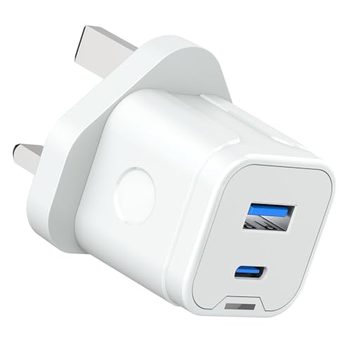 USB C Plug Fast Charge,New Apple iPhone Fast Charger Plug Type C and USB Dual Port Plug Adaptor UK Wall Charger Quick Charging for i Phone 16e 16 16 Pro 15 14 13 12 11 Pro Max XS XR SE,iPad A16,Watch