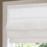 No Drill Cordless Linen Roman Shades, Linen Cream Blackout Roman Window Shades, Custom Washable Fabric Roman Shades for Windows, Doors, French Doors, Kitchen Windows