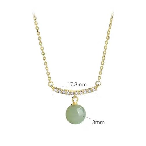 Collier en jade vert véritable et argent doré de haute qualité - 3