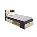DEKIT GRUPO RIMOBEL Lanka, Cama Compacta de 90 x 190 con Cajones, Natural / Grafito, 96 x 99 x 218 cm