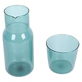 Alipis Juego de Vasos de Vidrio Transparente y Tetera de Cristal Color Verde Lago, Set para Agua Hogar, Vaso Creativo para Bebidas en Fiestas y Reuniones, Kit de 2 Piezas