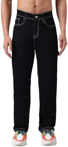KOTTY Men’s Relaxed Fit Straight-Leg Jeans|Comfortable & Durable Denim Jeans