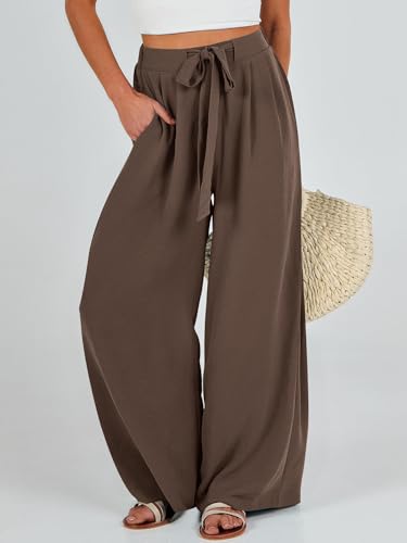 Linen Pants Women High Waist Wide Leg Summer Flowy Trousers Lightweight Casual Beach Travel Lounge Vacation Clothes2