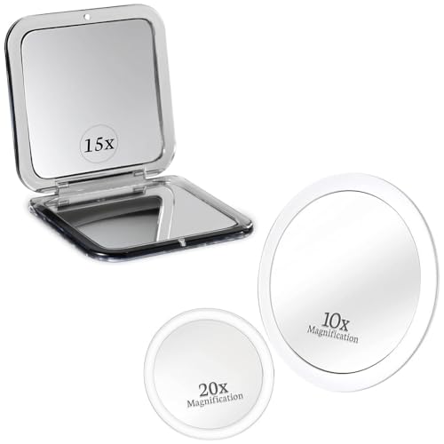 Set de espejos de maquillaje aumentos 20X, 10X y 15X