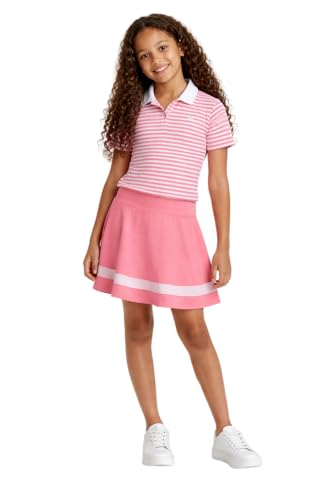 Image of RBX Girls Skirt Set - 2 Piece Lightweight Ribbed Polo Shirt and Stretch Performance High Waist Athletic Skorts for Girls
