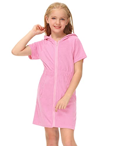Besserbay Little Girls Light Pink Zip Up Terry Cover Up Beach Swim Hoodie Coverup 4 Years #TOP1
