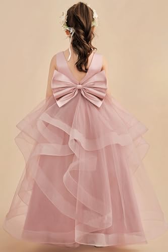 Tulle Flower Girl Dresses for Wedding Pearls Satin First Communion Dress with Belt2
