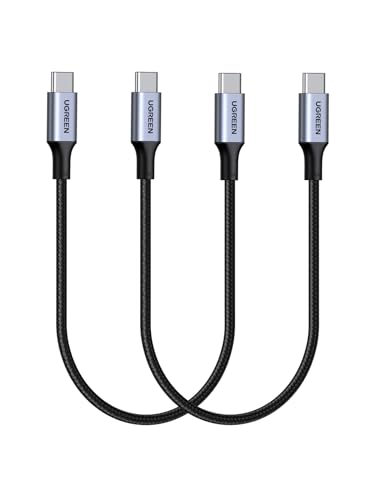 Image of UGREEN 2 Pack 100W USB C to USB C Charger Cable, Type C PD Fast Charging Cord, USB2.0 480Mbps for iPhone 16 Pro Max, MacBook Pro, iPad Pro, Dell, Matebook, Chromebook, Pixel, Galaxy S24, Switch, 0.25M