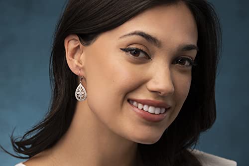 Natalia Drake Large Antique Style Teardrop Dangle Leverback Bridal 1/10 Cttw Diamond Earrings for Women in Rhodium Plated 925 Sterling Silver2