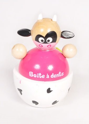Boîte à dents de lait en bois Vache pour conserver les précieux trésors de bébé
