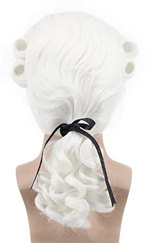 karlery Judge Colonial Wig Man Long Wave White Wig for Halloween Costume Cosplay Party4