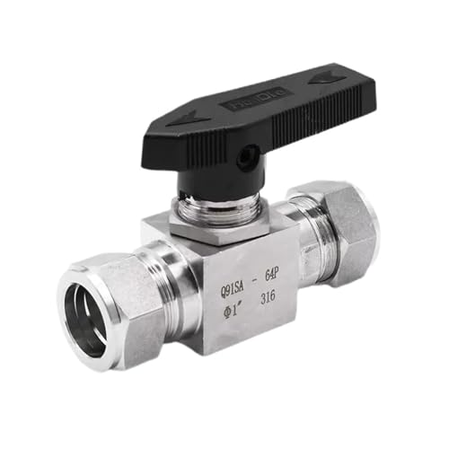 Válvula de bola de unión de compresión de 15mm en acero inoxidable de alta pureza 2