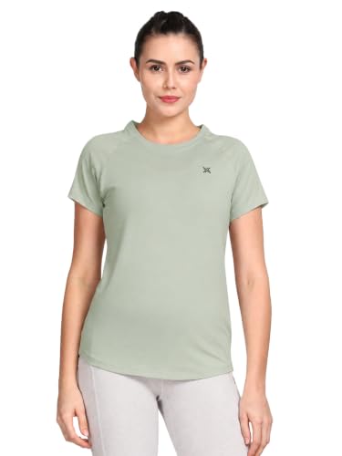 Image of Lavos Women's Regular Fit T-Shirt with Half Sleeve Round Neck, Bamboo & Cotton Gym, Yoga and Sports Wear for Women