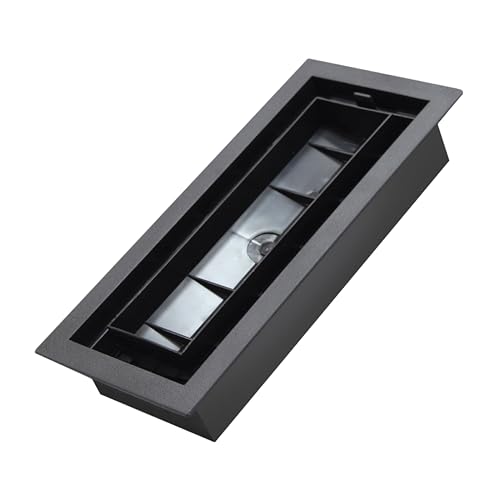 Inte-Grates Drop-in Matching Floor Register - 4x10 Inch Floor Vent Cover, Fits 4"x10" Floor Vent Opening, Matching Flooring Insert Tray, Airflow Control Lever, Textured Black (IGFPD410-BLK)