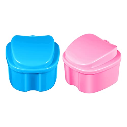 Veemoon 2 piezas Caja de Dentaduras Portátil de Contenedor de Dentaduras con Tapa Estuche de Viaje para Prótesis y Retenedores Diseño Compacto y Ligero Material Resistente para
