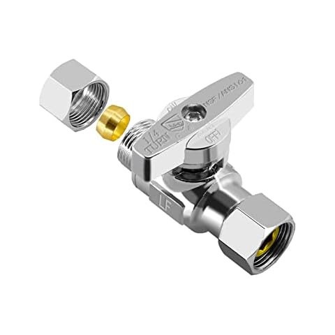 Straight Angle Stop Valve - 3/8 inch Comp Female Swivel x 3/8 inch Comp Male Add on Stop Valve,Chrome Brass Quarter Turn Straight Valve For Kitchen,Bathroom Faucet(1 Pcs) Cover