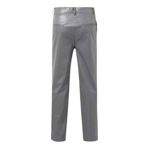 Pantalon cargo en cuir homme confortable à taille élastique fini les serrages