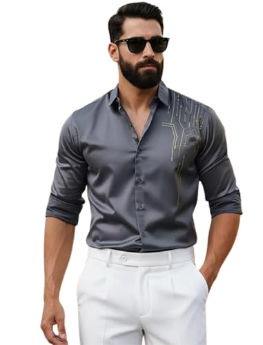 IndoPrimo Men’s Stylish Satin Shirt for Party, Formal, Daily and ...
