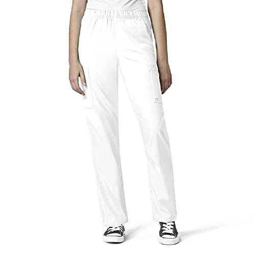 WonderWink W123 Unisex Multi-Cargo Scrub Pant - White, S