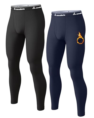 Men's Thermal Pants Fleece Lined Long Johns Compression Bottom Athletic Base Layer Cold Weather Gear...