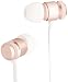 AmazonBasics In-Ear Headphones with Flat Cable and Universal Mic - Rose Gold
