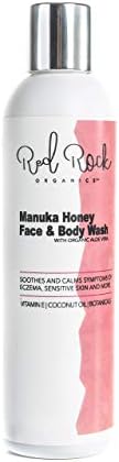 Red Rock Organics Eczema Calming Face & Body Wash-Naturally Antibiotic and Anti-fungal with Manuka Honey, Aloe Vera & Coconut Oil | Also for Acne, Psoriasis, Rosacea, Athletes Foot- 8oz