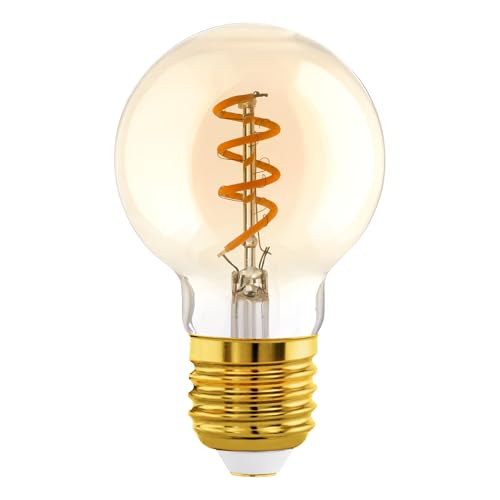 Eglo Lampe LED globe E27 dimmable, filament vintage spirale, ampoule Edison ambrée, éclairage rétro, 4 watts (équivalent 15 watts), 145 lumens, blanc...