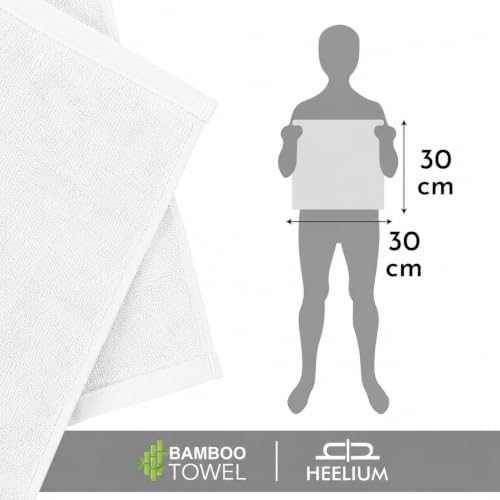 Image of HEELIUM Bamboo Face Towel | Ultra Absorbent & Odour-Free | 3X Softer Than Cotton Towels | 30 x 30 cm - 600 GSM