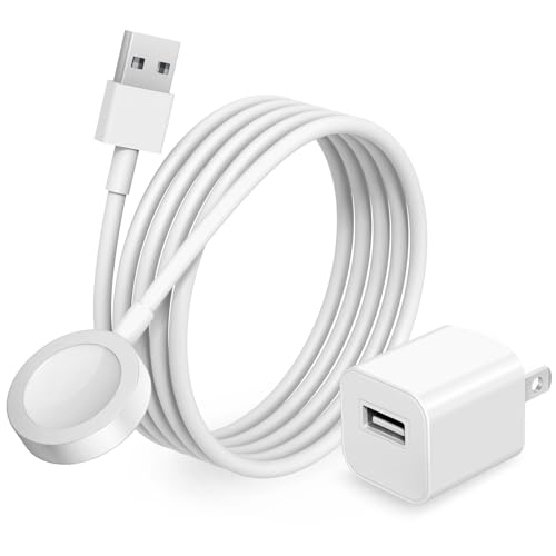 Watch Charger for Apple Watch Charger Fast Charging 3.2FT Wireless Fast Charging Cord with Wall Chargers Plug Block Compatible with Apples Watchs Series 10/9/8/7/SE/6/5/4/3/2/1（White）