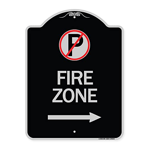 SignMission Designer Series Sign - (No Parking Symbol and Right Arrow) | Black & Silver 18" x 24" Heavy-Gauge Aluminum Architectural Sign | Protect Your Business & Municipality | Made in The USA