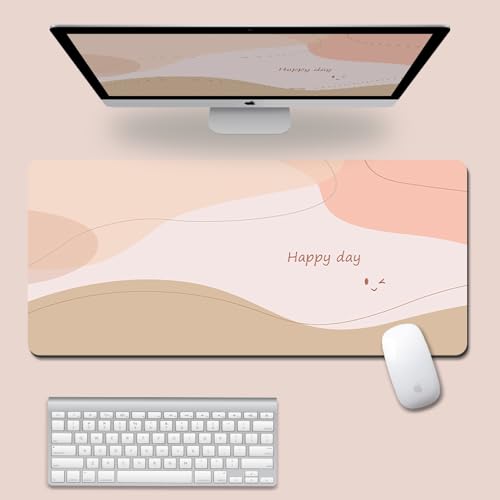キュートでミニマリスト、 XL(80cm x 30cm)、拡張大型マウスマット デスクパッド、ステッチエッジ、滑り止めラバーベース、キーボードパッド(11.8 x 31.5インチ) (16)、ZY-3167