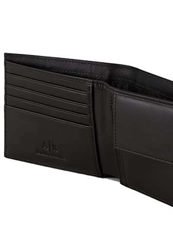 [Armani Exchange] 折りたたみ式財布 Smooth Leather Wallet With Coin Pocket 黒(schwarz)