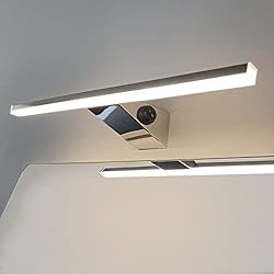 Lampara De Baño Con Interruptor DILUMEN Aplique Espejo Baño con Interruptor, Acero Inoxidable, 40 cm, Lámpara de Espejo Baño 10 W 800 lm, Blanco Neutro 4000 K,Luz de Espejo de Baño de 40cm,IP44 Impermeable