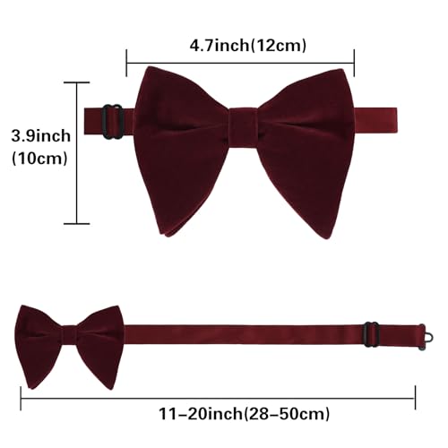 Image of Alizeal Velvet Pre-tied Adjustable Bow Tie for Men Oversize Formal Solid Tuxedo Bowtie