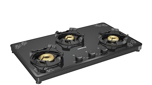 Havells Nucleus Slim Manual Gas stove|3 Heavy Duty Forged Brass Burner|8 mm toughened glass|Premium Valves|Removable Drip Tray|Soft Touch Knobs|5... - Image 3