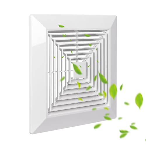 White 1 Piece ( 9 “x 9 ”Inch) Bathroom Exhaust Fan Cover with Spring, Square Ceiling or Wall Mounted Exhaust Fan, Ceiling Fan, Grille, Air Diffuser, Diverter Ventilation Hood, Replacement Accessories