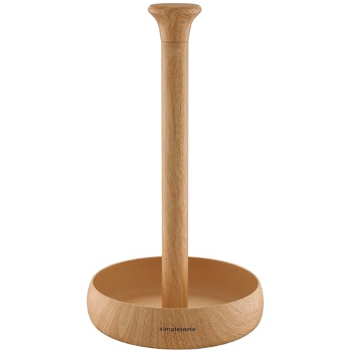 キッチンペーパーホルダー 卓上 片手で切れる巻き上げたまま保管 重り付きベース (ビーチ（ブナ材）)