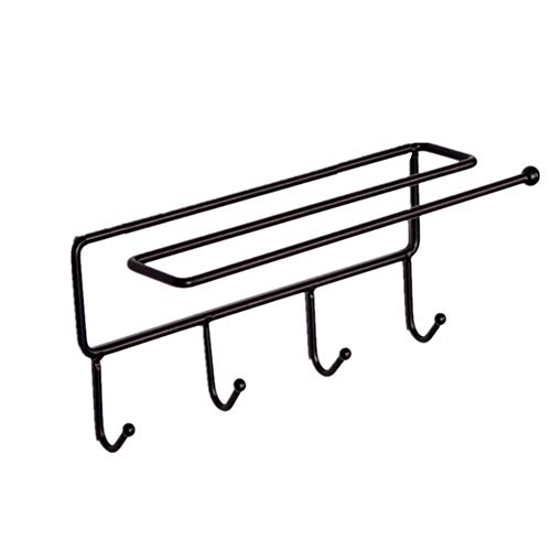 Corldif Creative Storage Shelf 2 Pack Kitchen Bathroom Hook Towel Rag Stand Nailless Design Easy to Install Black
