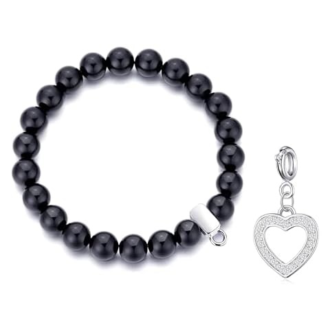 Philip Jones Black Onyx Bracelet with Heart Charm Cover