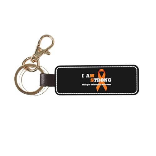 FSEOSVB Multiple Sclerosis Awareness PU Leather Keychain with Lobster Clasp