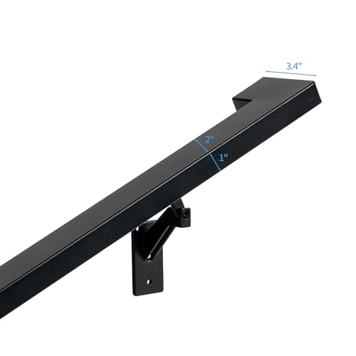 6 FTHandrails Kit for Indoor Stairs & Outdoor Stairs，Modern Aluminum Handrail Set,2" X1" Grab bar with ADA 90° wall Return end，Adjustable 304 Stainless Steel Brackets ADA (Matte Black, 6 FT) by MHDDIYER - Image 4