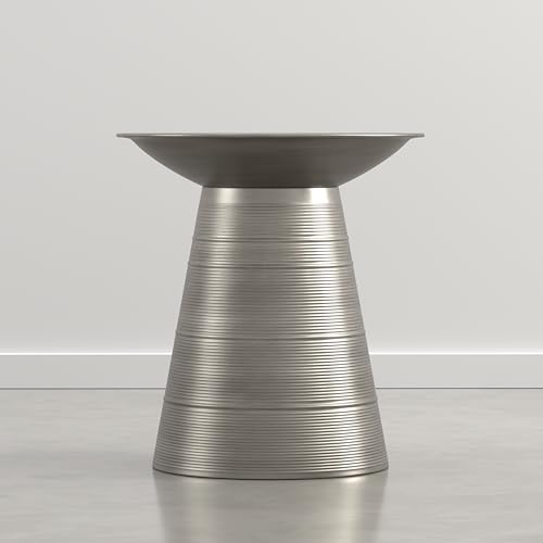 SIMPLIHOME Sheridan Metal Table - 18 inch Wide Solid Metal Round Side Table in Antique Nickel, Industrial Accent Table for Living Room or Office with Sculptural Design, Assembled by SIMPLIHOME - Used condition - Image 4