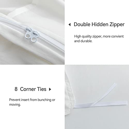 Jellymoni King Size White Duvet Cover Set - 3Pcs Microfiber Bedding Set, Stylish Pleated Design, 8 Corner Ties & Zipper Closure, Ultra Soft And Comfortable #TOP4